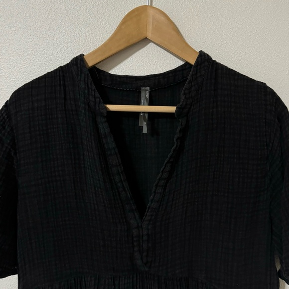 Anthropologie The Kallie Flowy Maxi Dress Black Crinkle Cotton Gauze Beachy-MP - Picture 4 of 10